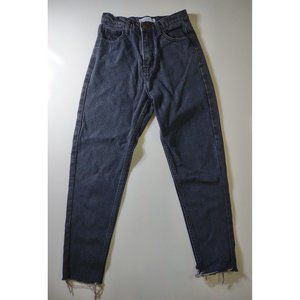 Aili Artisan High Waisted Raw Ankle Black Jeans Womens Size 26
